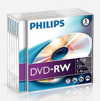 „Philips“ DVD-RW 4,7GB 5 vnt. dėklas, 4 folijos dėklas