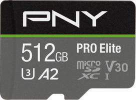 Atminties kortelė Karta PNY PRO Elite Micro SDXC 512GB 10 klasės UHS-I/U3 A2 V30 (P-SDUX512U3100PRO-GE)