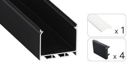 LED profilio komplektas NORS paviršinis/pakabinamas, juodas, anoduotas, matinis dangtelis  3 m