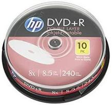 Hewlett Packard (HP) HP DVD+R DL, dviejų sluoksnių rašalinis spausdinimas, DRE00060WIP-3, 8,5GB, 8x, torto dėžutė, 10 pakelių, 12 cm, duomenų archyvavimui
