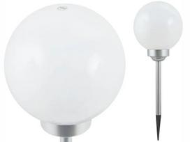 Saulės energija maitinamas sodo šviestuvas, 4 LED, balta sfera, 25 cm, terasai ir balkonui