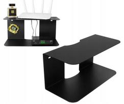 DVIGUBA PAKABINAMA LENTYNA LOFT JUODA METALINĖ 35 CM TVIRTA MARŠRUTIZATORIUI DEKODERIUI P4
