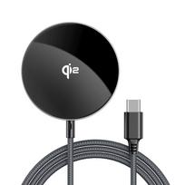 Indukcinis Magnetinis įkroviklis Su Usb-c Kabeliu „qi2“, 15 W, 1,2 M – Juodas