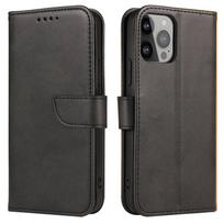 „iphone 15 Pro Magnet Case“ Dėklas-piniginė Su Atverčiamu Dangteliu Ir Atrama – Juodas