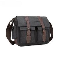 Street Trendy Men's Crossbody Bags High Quality 16A Washed Canvas Shoulder Bag Casual Retro Hip Hop Computer Bag Multifunctional Male Messenger  Bag chaki