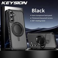 KEYSION 360° Rotating Ring Stand Case for Samsung Galaxy S25 Ultra S25+ Edge S24 FE Transparent Magnetic Shockproof Phone Cover for Galaxy S25 juoda
