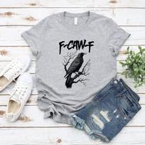 F-Caw-F Juokingi Varnos Marškinėliai Juoda Varna Mėnesienos Kovas Unisex Marškinėliai Vintažiniai Trumpomis Rankovėmis O-kaklu Marškinėliai Juokinga Įžūli Varnos Mėgėjo Dovana S pilka spalva