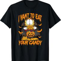 Garfield Halloween I Want To Eat Your Candy T-Shirt S juoda