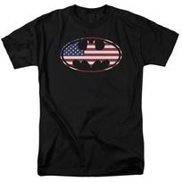 Batman American Flag Oval Mens T Shirt Black 2XL