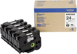 Originali Brother HGe-251V5 Lipni juostelė 24 mm (juoda/ant baltos) 5 vnt. pakuotė