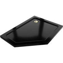 Mexen Flat penkiakampis dušo padėklas slim dešinys 100 x 90 cm, juodas, auksinis sifonas - 41P709010R-G