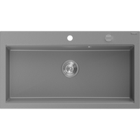 Mexen Slido granitinė virtuvės kriauklė, 1 skyrius, 900 x 500 mm, pilka, chromuotas sifonas - 6528901005-71