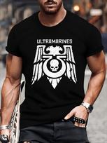 MenS Ultramarines Emblem Graphic TShirt Heavy Metal Tee with Bold Skull Wings Design Soft Breathable Fabric Shirt for Gaming M