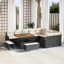 Garden Sofa Set with Cushions 12 pcs Black Poly Rattan