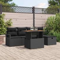 Garden Sofa Set 6 pcs Black Poly Rattan