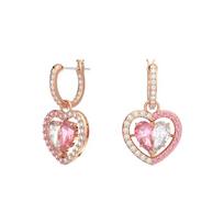 Swarovski Gema Symmetrical Heart Drop Earrings Women's Rose Gold 5653010 auksas