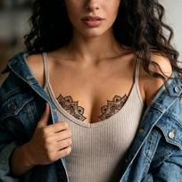 10 Sheets Sexy Mandala Butterfly Chest Tattoo Stickers For Adult Temporary Non Toxic Body Art Lasting For Parties Dance Events ONESIZE brown