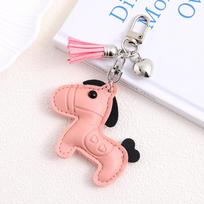 Cartoon Pu Leather Horse Key Chain Heart Leather Zodiac Pony Bag Hanging Chinese Zodiac Horse Ornament Chinese New Year Gift WHITE&6 cm rožinė