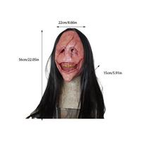 Terrifying Halloween Devil Mask Red-faced Demon Mask With Exposed Teeth And Long Hair