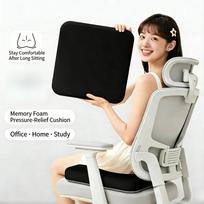Detachable and Washable Seat Cushion with Memory Foam Filling Waist Hip Protection Breathable Comfortable Office Chair Cushion 35x35x3.5cm juoda