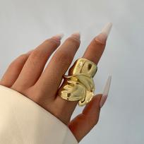 SHIXIN Hip Hop Irregular Geometry Wrinkle Large Ring for Women Punk Gold Color Alloy Finger Ring Accessories Lady Party Jewelry