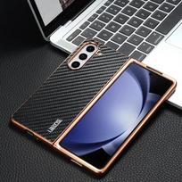 Z Fold7 Fold 6 for Carbon Fiber Pattern Case for Samsung Galaxy Z Fold 7 6 5 4 3 5G Electroplated Frame Back Phone Cover Etui Galaxy Z Fold4 juoda
