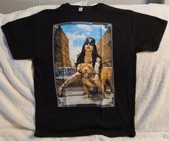 SEXY WOMAN PITBULL SPIKED COLLAR CITY SILVER AND BLACK SKULL T-shirt Tops Tees Unisex 3XL