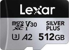 Atminties kortelė Karta Lexar Professional Sidabrinis Plus Micro SDXC 512GB 10 klasės UHS-I/U3 A2 V30 (LMSSIPL512G-BNANG)