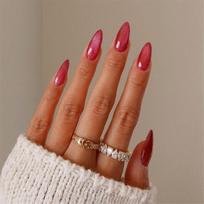 Full Cover Stick on Nails Cat Eye Press on Nails Medium Almond Green False Nails