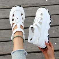 2026 Sports Sandals Summer New Round Toe Open Toe One Strap Platform Non-Slip Wear-Resistant Wedge Shoes 36 balta