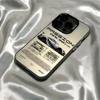 Modernaus lenktynių stiliaus sportinių linijų telefono dėklas  skirtas Iphone 17 16 Pro Max 15 14 13 12 11 XS X XR 7 8 Plus 17Air 16E Kietas korpuso dangtelis iPhone 11 black