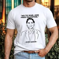 Javier Bardem Quote T-Shirt No To War Free Palestine Political Statement Tee Top M