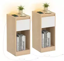 Vasagle Naktinis staliukas su LED apšvietimu ir USB jungtimis
