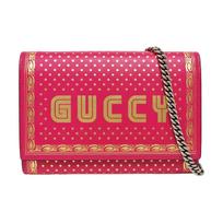 [Pre-Owned] Guccy Logo Print Woc Leather Chain Shoulder Handbag - Excellent #1CSH45Y ONE SIZE