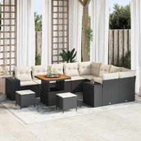 Garden Sofa Set with Cushions 12 pcs Black and Cream