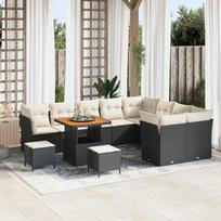 Garden Sofa Set 12 pcs Black Poly Rattan