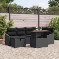 Garden Sofa Set 7 pcs Black Poly Rattan