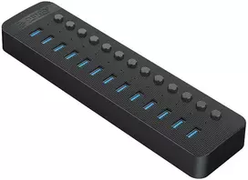 Orico CT2U3-13AB 13x USB-A 3.0 šakotuvas su jungikliais – juodas
