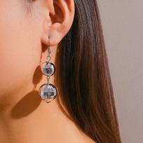 Personality Fashion Sliver Color Disco Neon Light Lamp Ball Bead Beaded Tassel Dangle Earrings for Women Jewelry Accessory Gifts