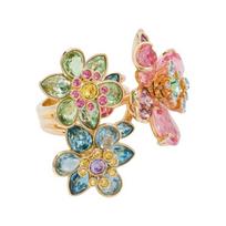 Swarovski Floral Metal Gold Plated Crystal Ring Women's Gold 5721579 auksas