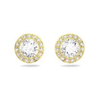 Swarovski Elegant and Intelligent Round Cut Una Angelic Gold Tone Stud Earrings Women's Gold 5505470 auksas