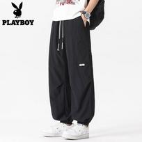 PLAYBOY Men's Summer Ice Silk Cargo Pants & T-Shirt L