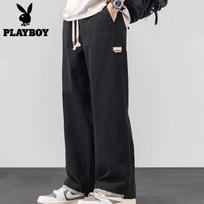 PLAYBOY Men's Pure Cotton Loose Straight Cargo Pants 3XL juoda