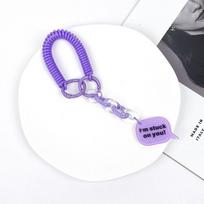 With Metal Clasp Coil Springs Keychain Retractable Durable Springs Keyring DIY Stretchy Stretchy Spiral Spring Coil violetinė