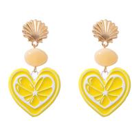 Heart Drop Earrings Sweet Summer Style Jewelry geltona