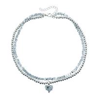 Irregular Bead Heart Double Layer Necklace Women Trendy Sweater Chain