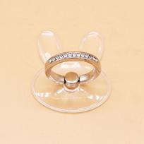 Cell Phone Ring Holder Stand, 360 Degree Rotation Finger Ring Kickstand, Metal Phone Grip with Crystal Diamonds, Clear Base