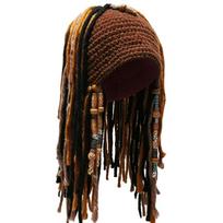 Knitted Pirate Captain Hat with Braids and Bandana Hand-Making Cap Acrylic Texture for Adult Kid Role Play Party Costume tamsiai ruda spalva