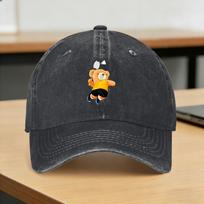 Teddy Bear Playing Badminton Print Casual Baseball Cap Summer for Young Unisex And Women Trucker Hat SunProof One Size