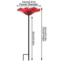 Outdoor Bird Feeder with Drinking Bowl Birds Bathing Basin Handmade Metal Flower Garden Stake for Garden Birds Waterer Supplies raudona